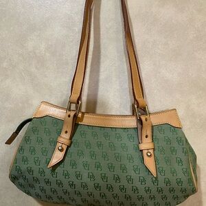 Dooney & Bourke Olive and Tan Monogram Shoulder Bag